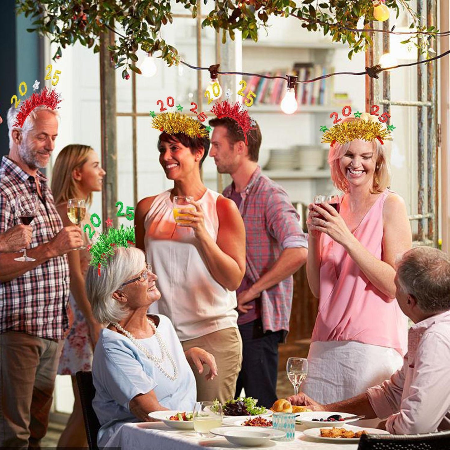 Set de 5 diademas Navideñas para 2025- Accesorios Festivos para Fiestas y Fotos