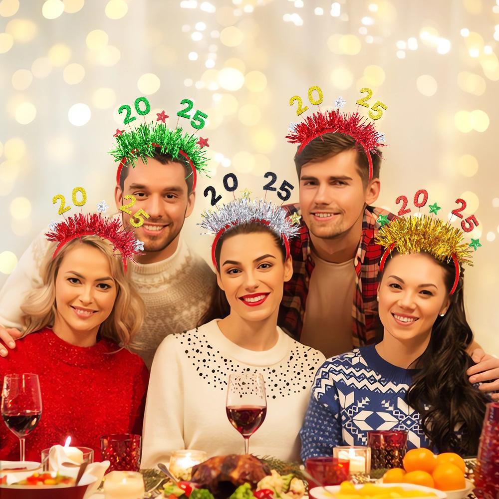 Set de 5 diademas Navideñas para 2025- Accesorios Festivos para Fiestas y Fotos